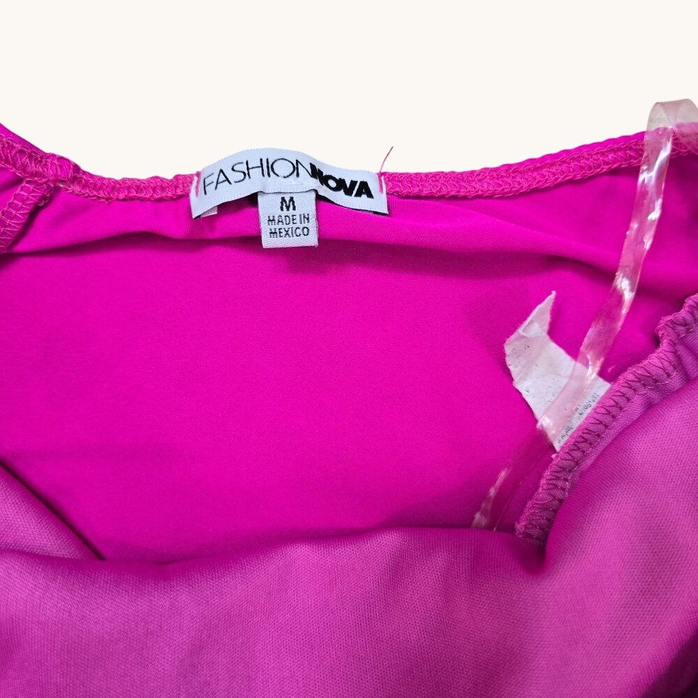 Fashion Nova Pink Halter Jumpsuit Flared Leg Medium - Picture 3 of 9